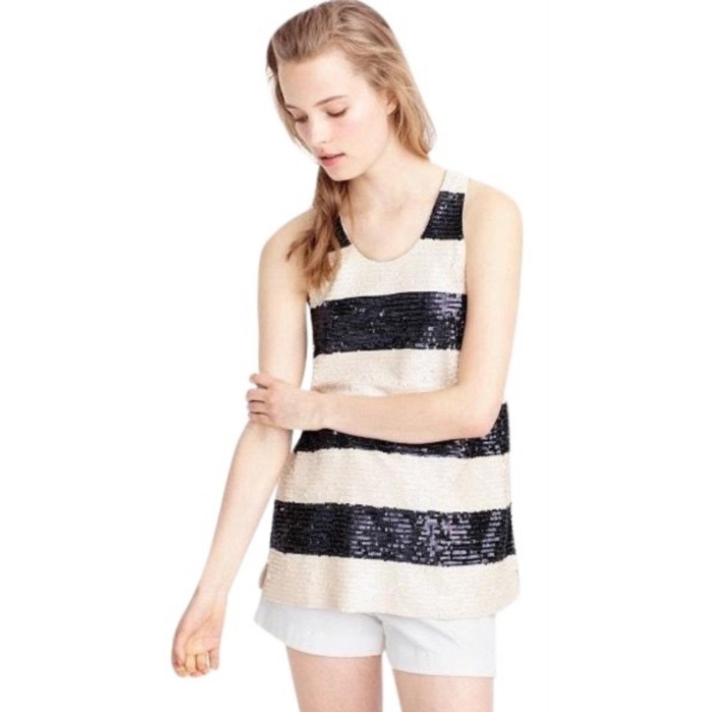 J.Crew Collection Rugby Stripe Sequin Top